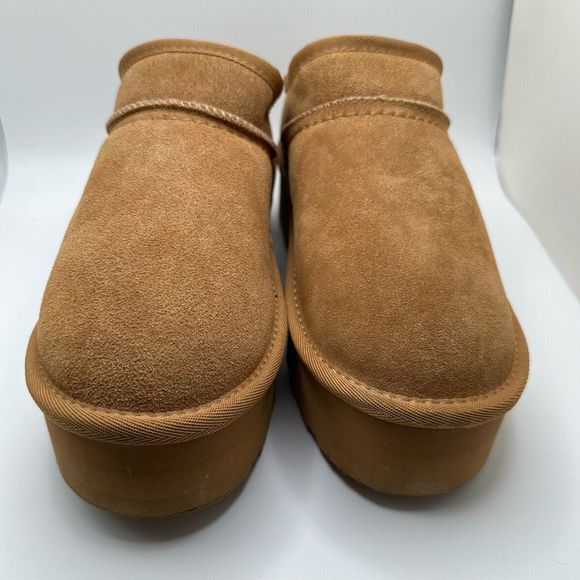 CUSHIONAIRE Women's Genuine Suede Cozy Mule Platform +Memory Foam 8 CHESTNUT - Picture 2 of 7